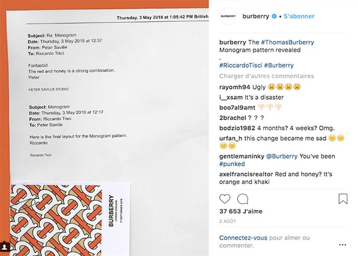 Burberry social media post
