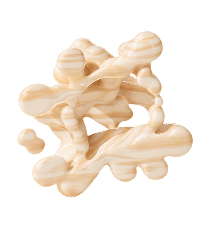 Cream-coloured abstract sculpture made of intertwined rounded forms